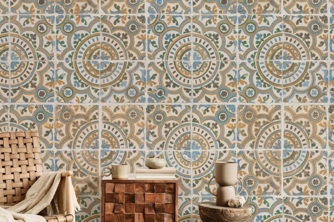Multicolor Mediterranean Tile Inspired Pattern Mural
