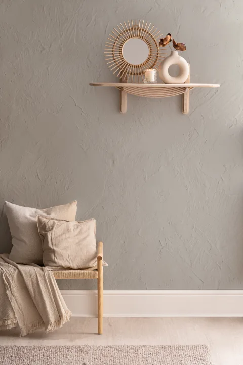 Carta da parati moderna a effetto gesso in grigio pietra