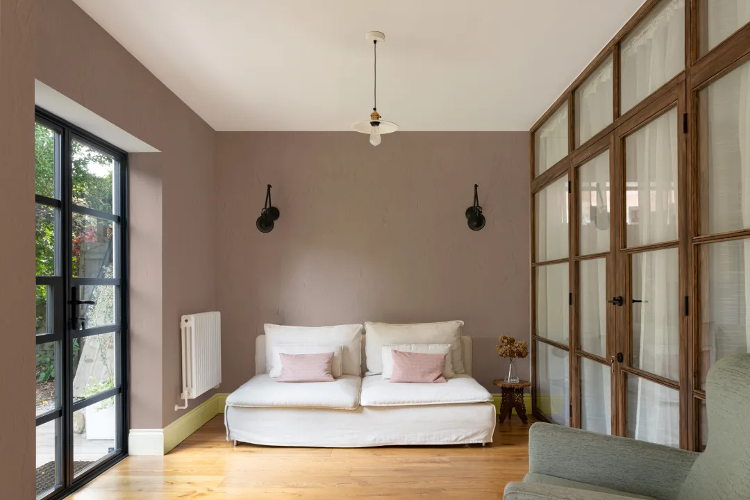 Textured Plaster Effect Wall Mural in Soft Pink