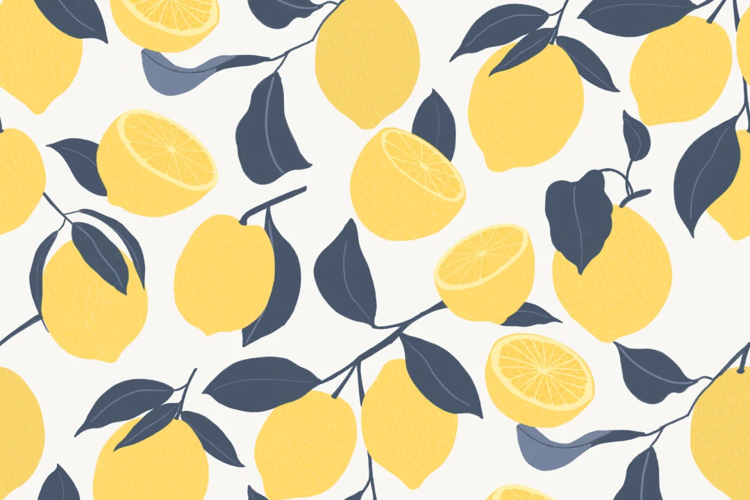 Yellow Lemon Modern Repeat Pattern Wallpaper