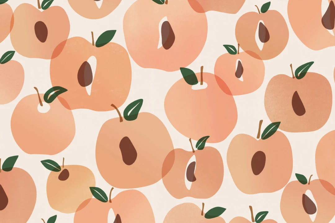 Abstract Modern Peach Fruit Repeat Pattern Wallpaper