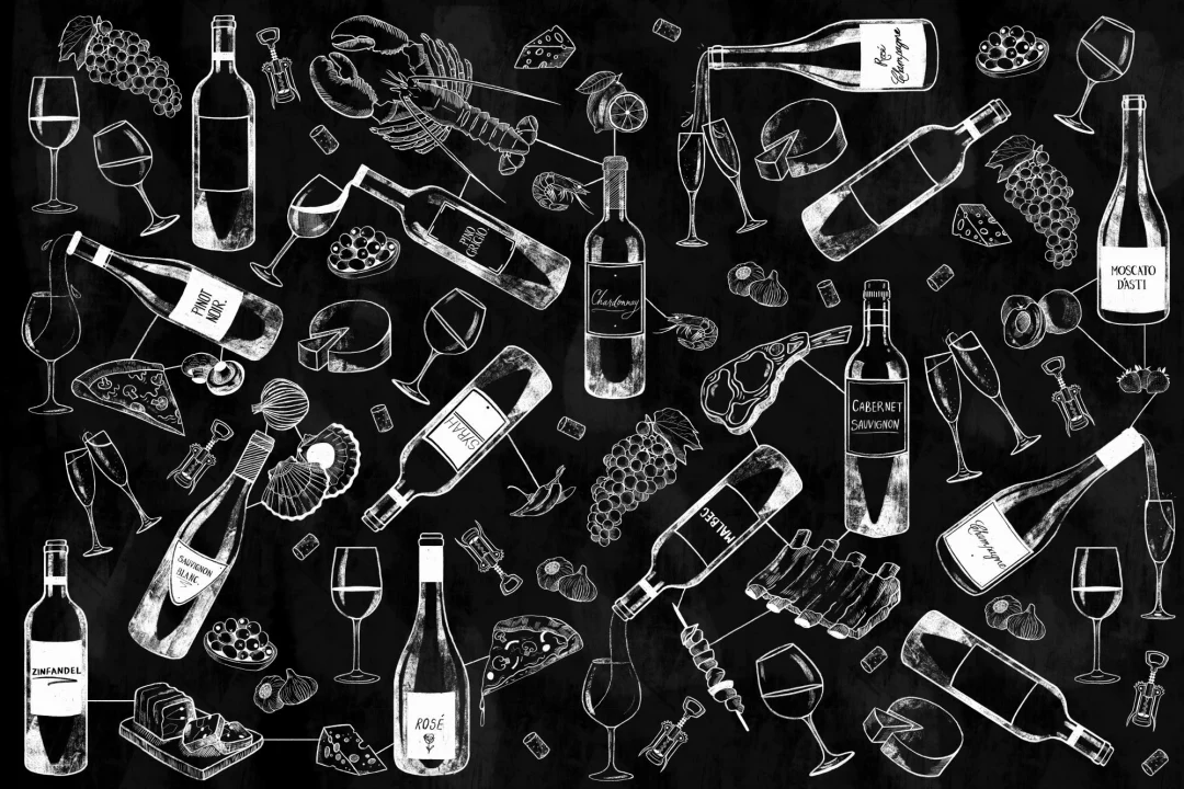 Food & Wine Chalkboard Wallpaper Mural