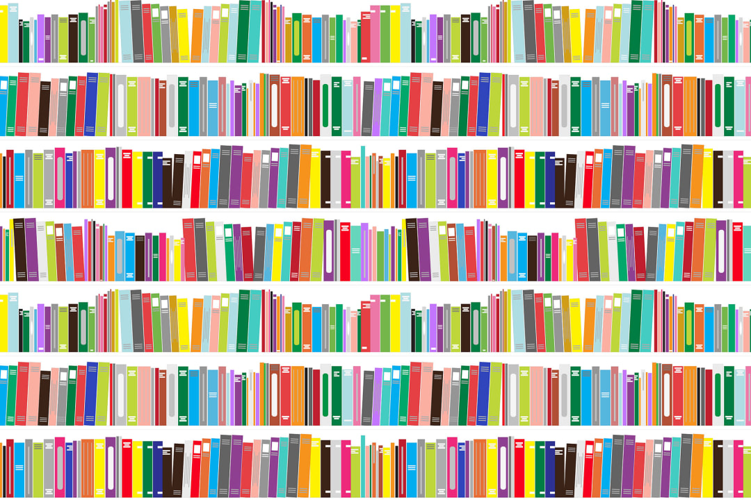 Bright Bookcase Effect Wallpaper Mural