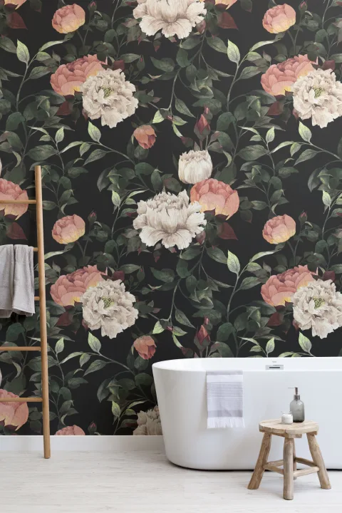 Dark Vintage Floral Wallpaper Mural