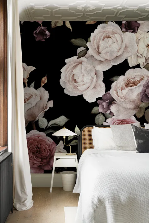 Purple & Pink Dark Floral Wallpaper Mural