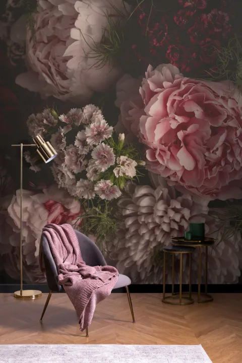 Carta da Parati Fotografica con Fiori Giganti Rosa
