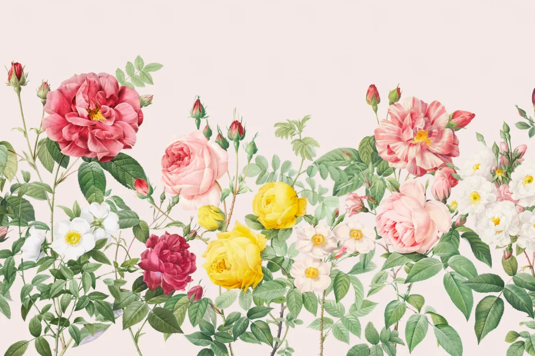 Pink Spring Flowers Vintage Floral Wallpaper Mural