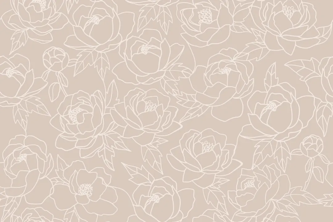 Neutral linje ritning blommönster fototapet