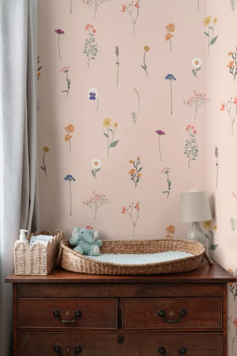 Pressed Flower Repeat Pattern Wallpaper