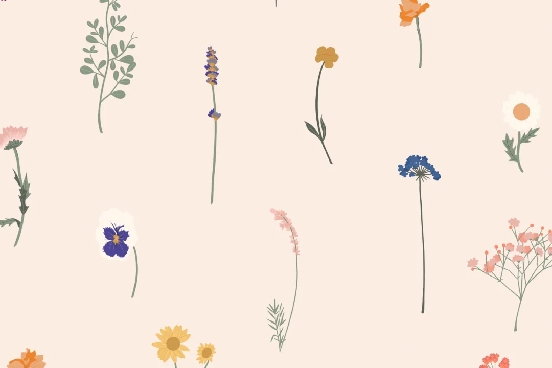 Pressed Flower Repeat Pattern Wallpaper