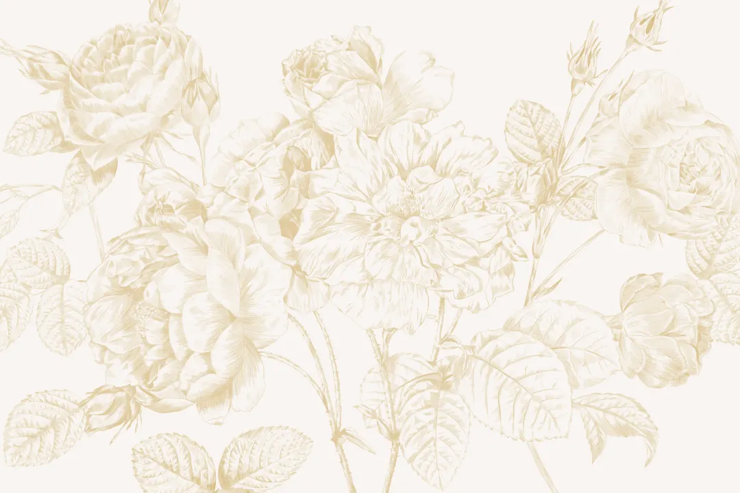 Yellow Large Illustrated Roses Wallpaper Mural