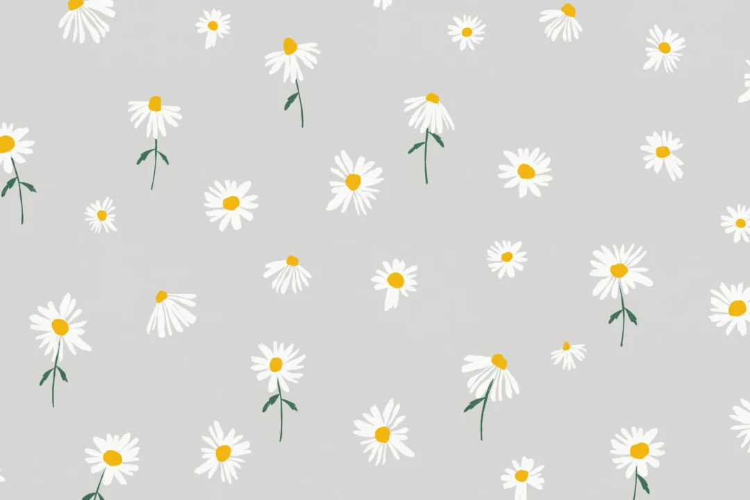 Papel Pintado Gris con Motivo de Margaritas