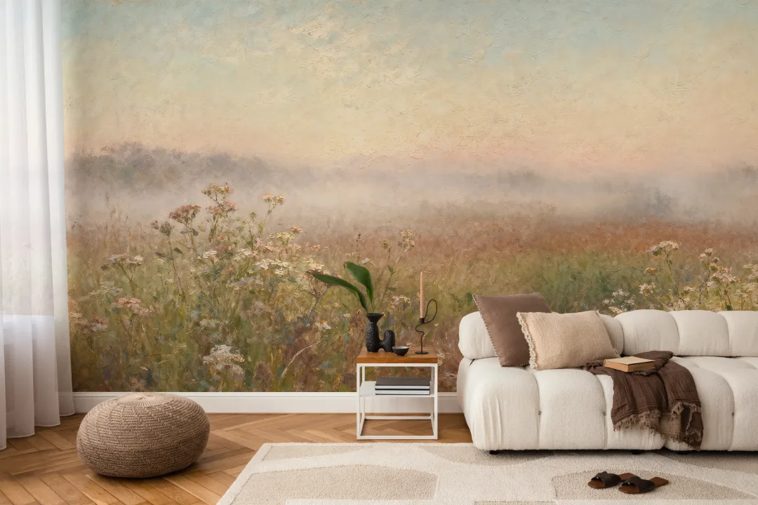 Multicolor Tranquil Meadow Landscape Wall Mural