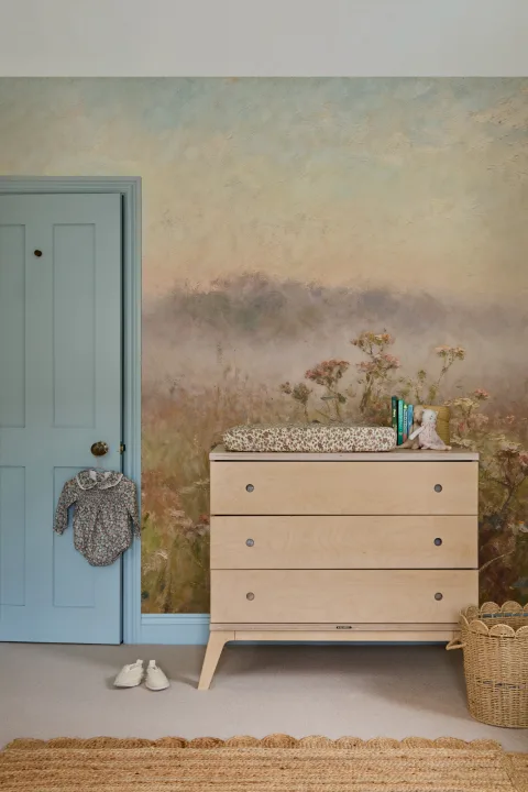 Multicolor Tranquil Meadow Landscape Wall Mural