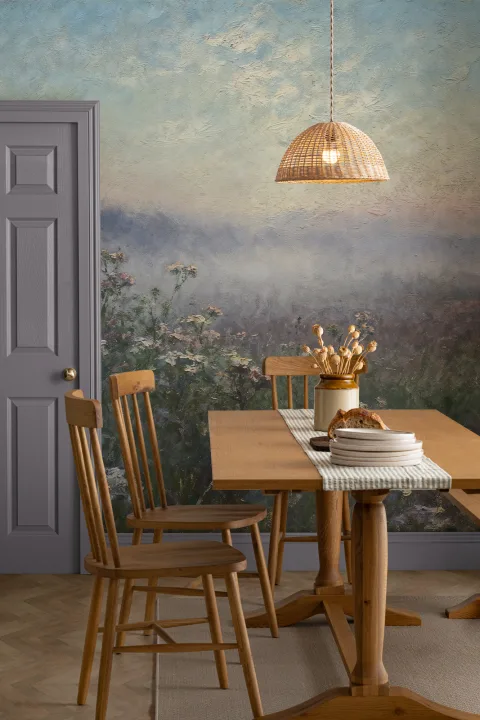Blå, rolig eng Atmosfærisk natur kunstmaleri