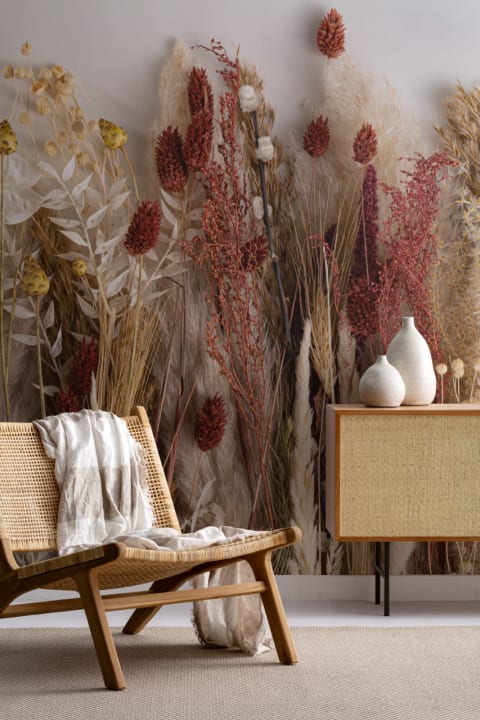 Autumnal Dried Flowers Wallpaper Mural