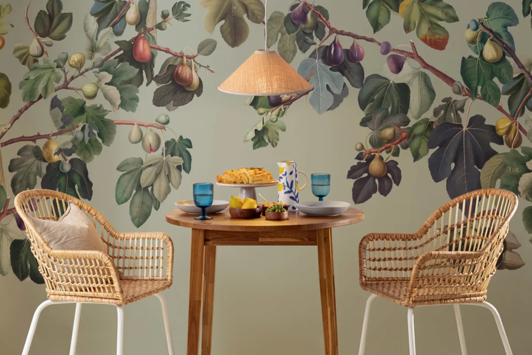 Vintage Green Botanical Fig Tree Wallpaper Mural