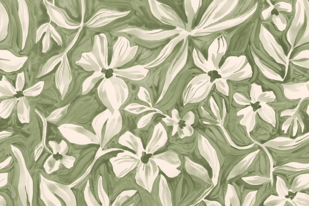 Grön botanisk blommural-tapet för inbjudande rum