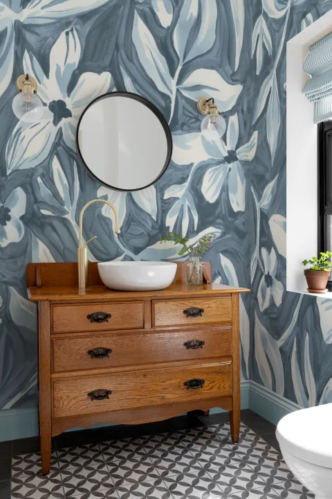 Blue Floral Elegant Botanical Design Wall Mural