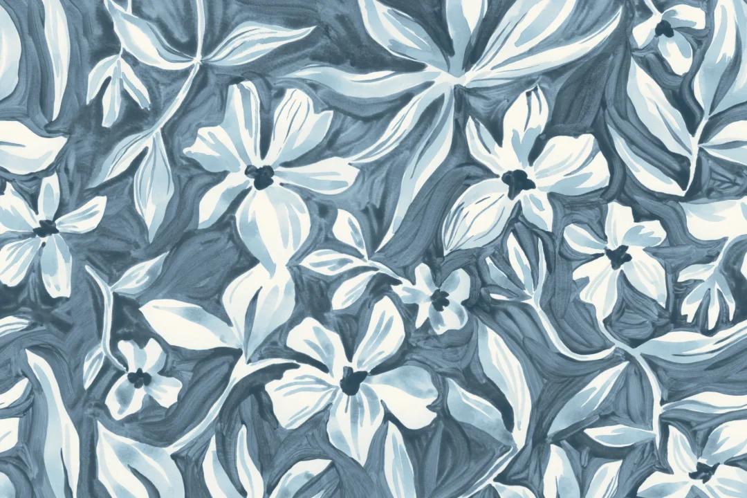 Blue Floral Elegant Botanical Design Wall Mural