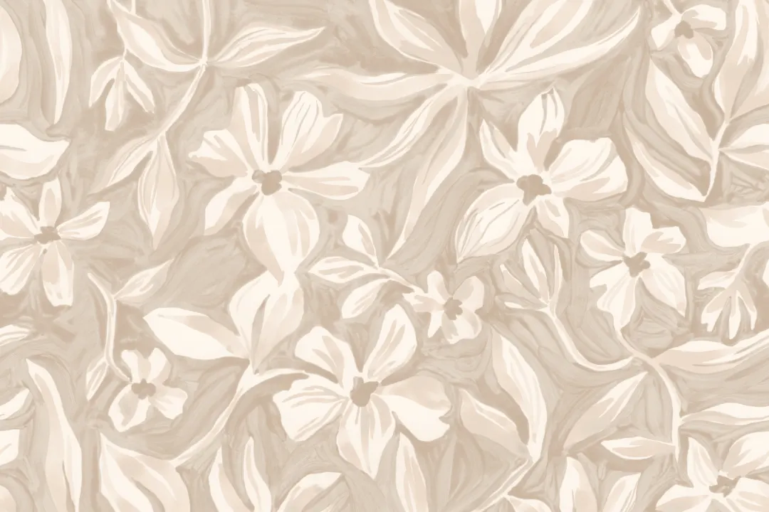 Beige Floral Elegant Wallpaper Mural For Serene Interiors