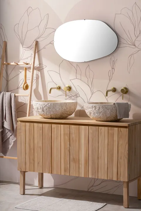 Mural Papel Pintado Beige con Flores de Cerezo Grandes