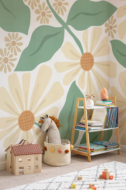 Large Daisy Flower Market Wallpaper Mural