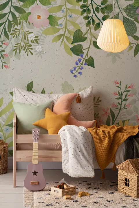 Bright Floral Garden Landscape Wallpaper Mural