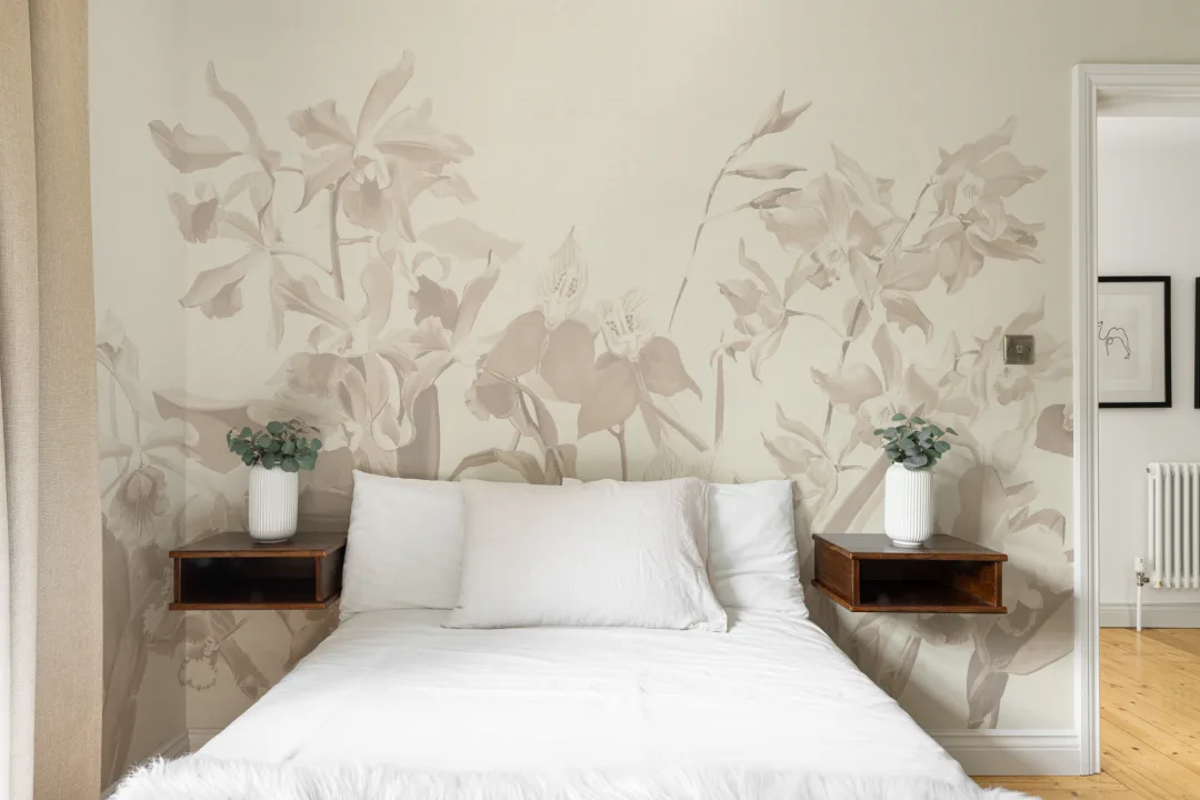 Murale cu atmosferă florală elegantă Orchid Garden bej