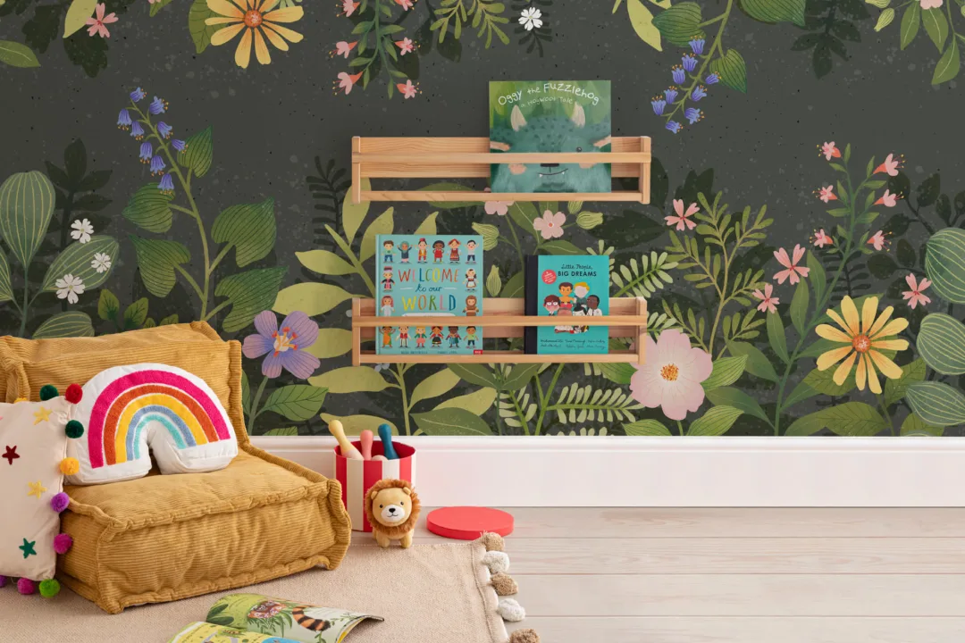 Dark Floral Garden Wallpaper Mural