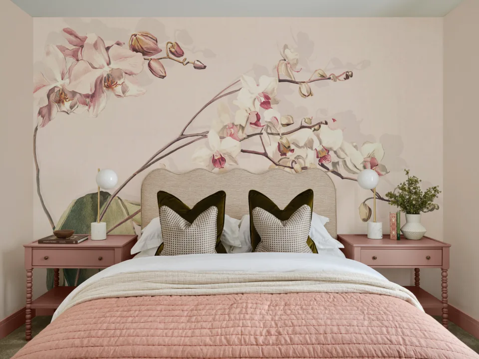 Vintage Botanical Floral Mural for Serene Spaces