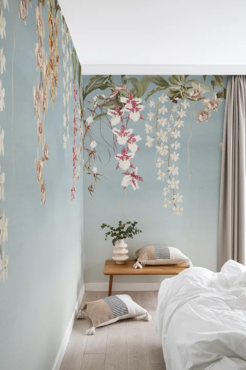Multicolor Floral Elegance Mural for a Serene Atmosphere