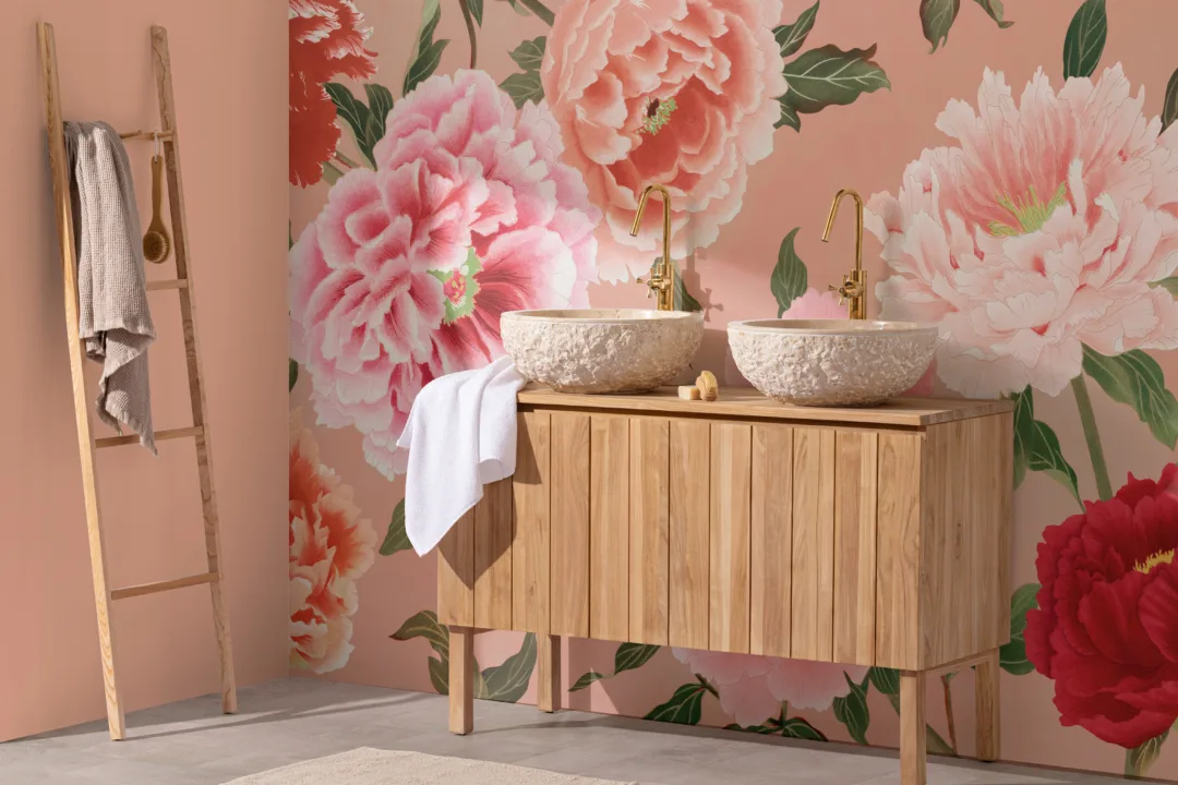 Papel Pintado Peonías Rosa