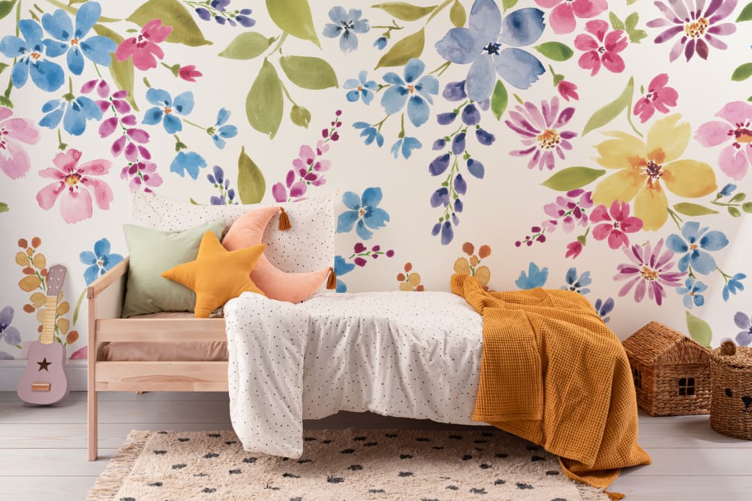 Colorful Watercolor Flower Mural