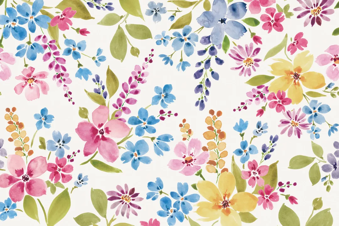 Colorful Watercolor Flower Mural