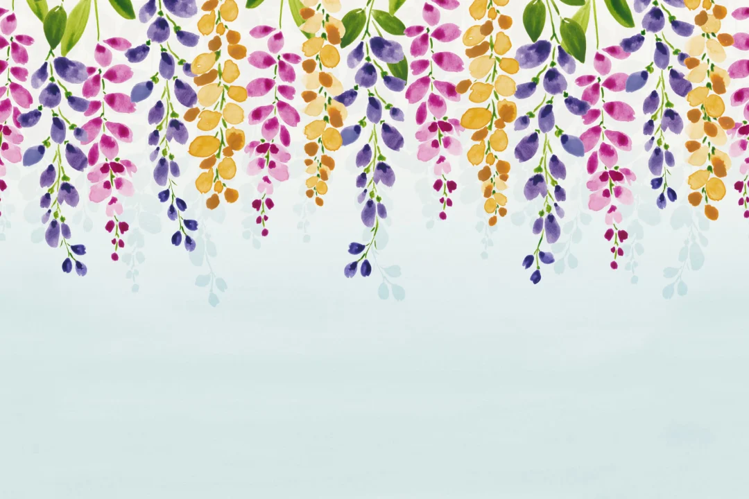 Akvarell hängande blommor fototapet