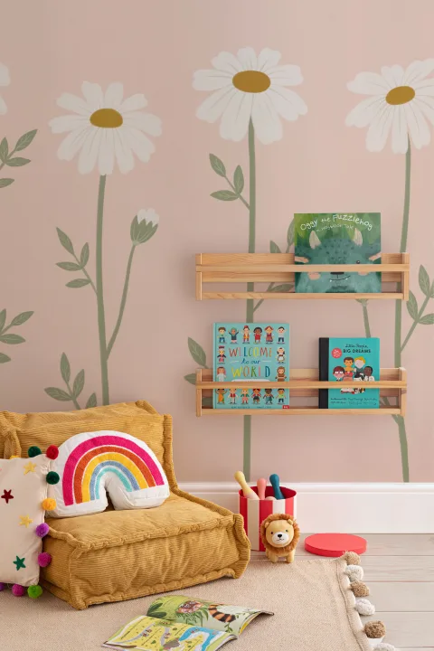 Pink Floral Nature Kids' Delightful Daisy Blossom Mural