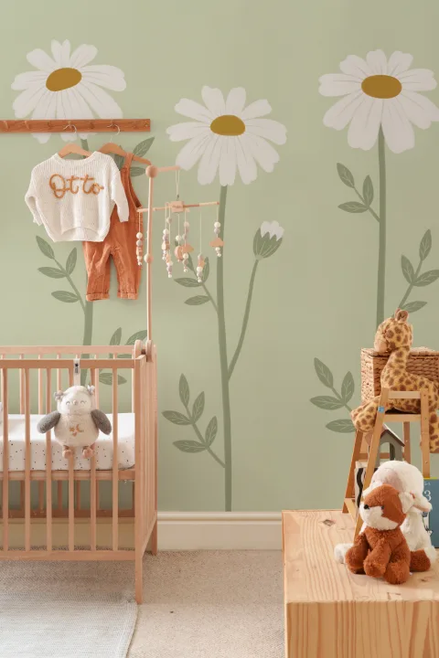 Arte de parede floral Pastel Daisy traz um ambiente tranquilo