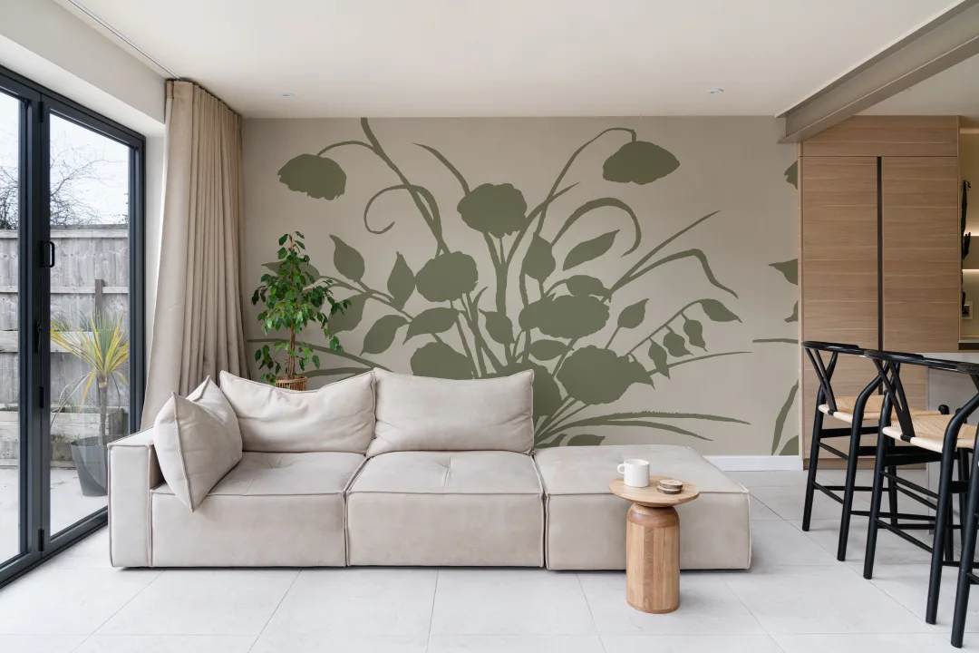 Grønt håndlavet botanisk design moderne fototapet