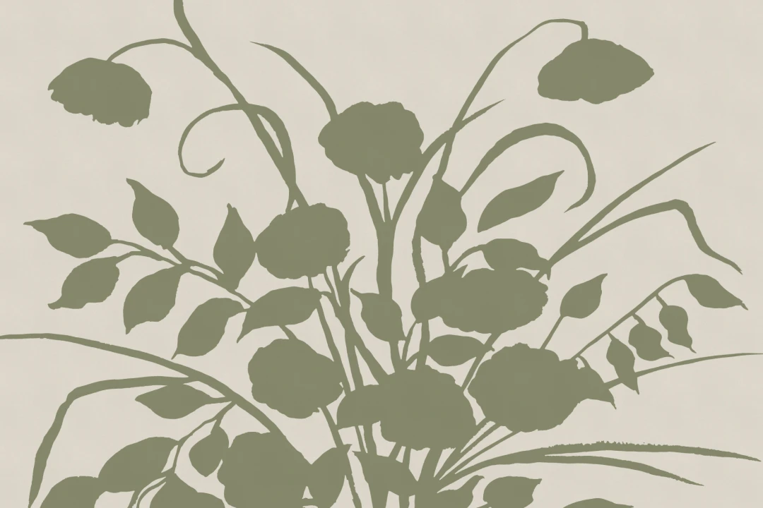 Grüne botanische Artisan Design Fototapete im modernen Stil