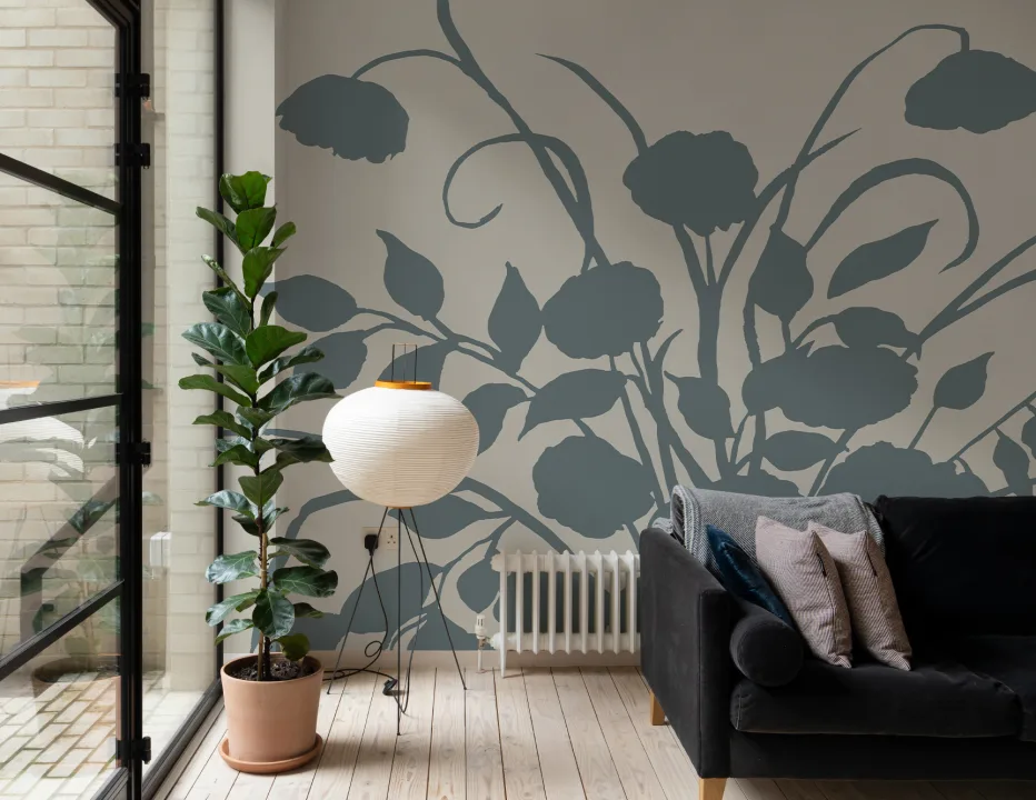 Blå botanisk elegance blomstret kunst fototapet