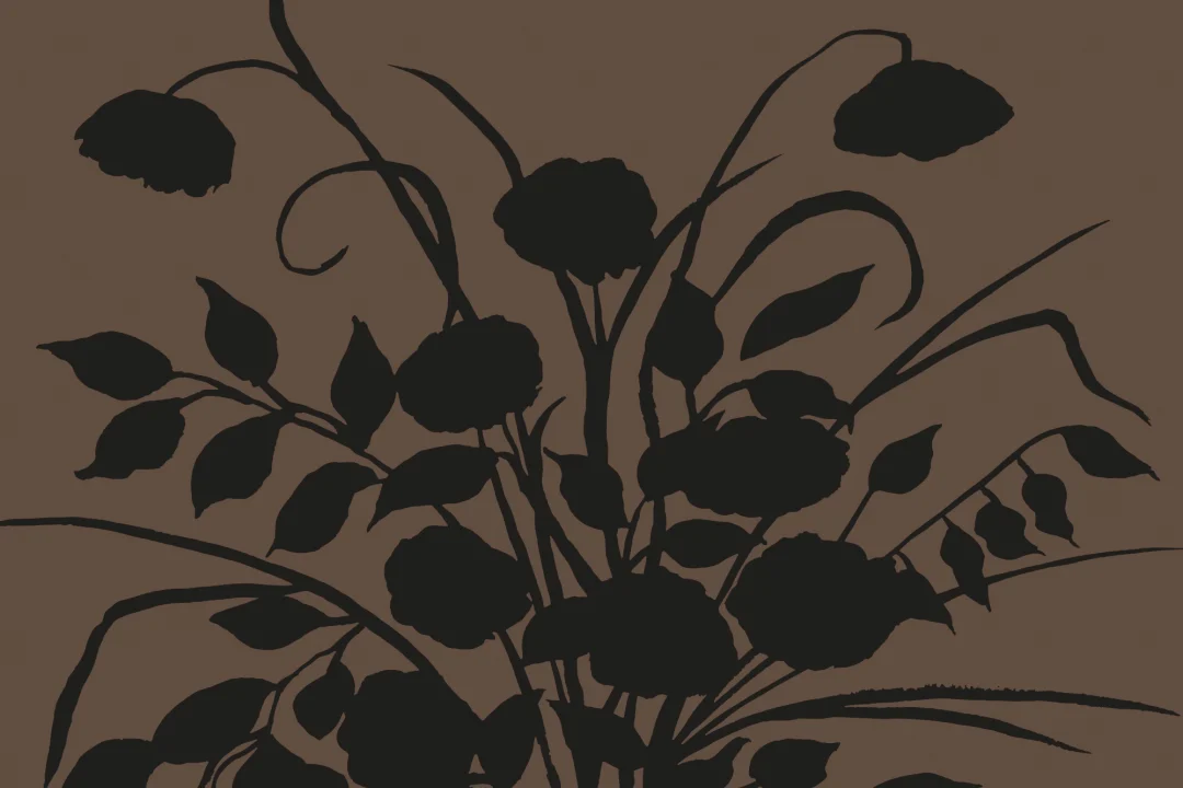 Braune florale Silhouettenkunst botanische Jahrgang Fototapete