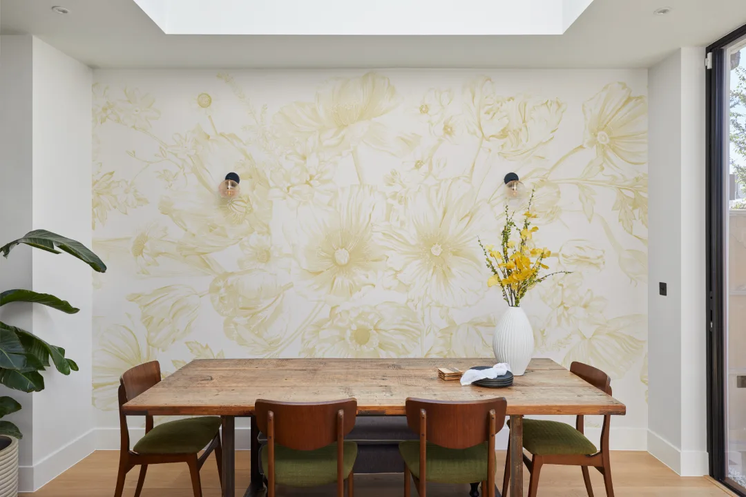 Yellow Illustrated Floral Bouquet Mural