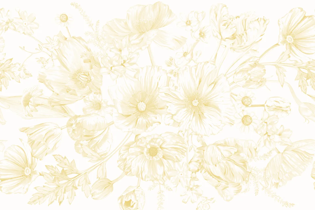 Yellow Illustrated Floral Bouquet Mural