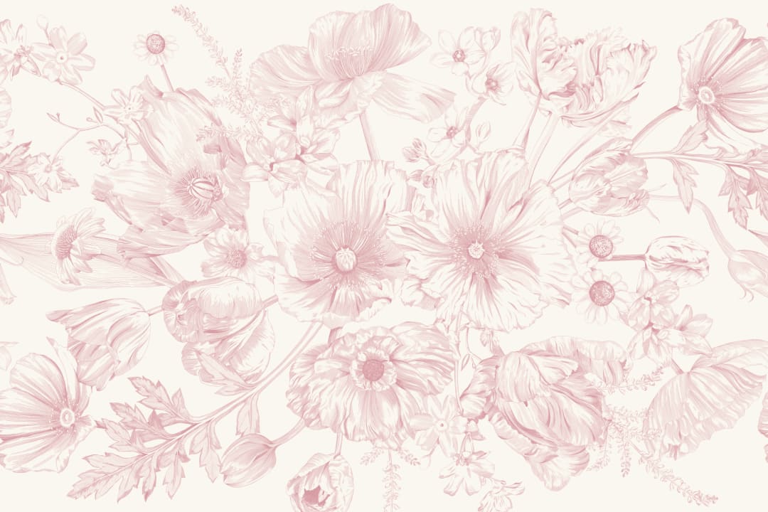 Pink Illustrated Floral Bouquet Mural