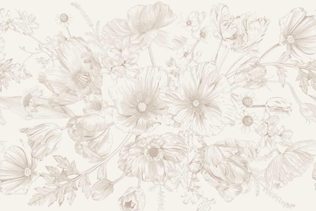 Neutral Illustrated Floral Bouquet Mural