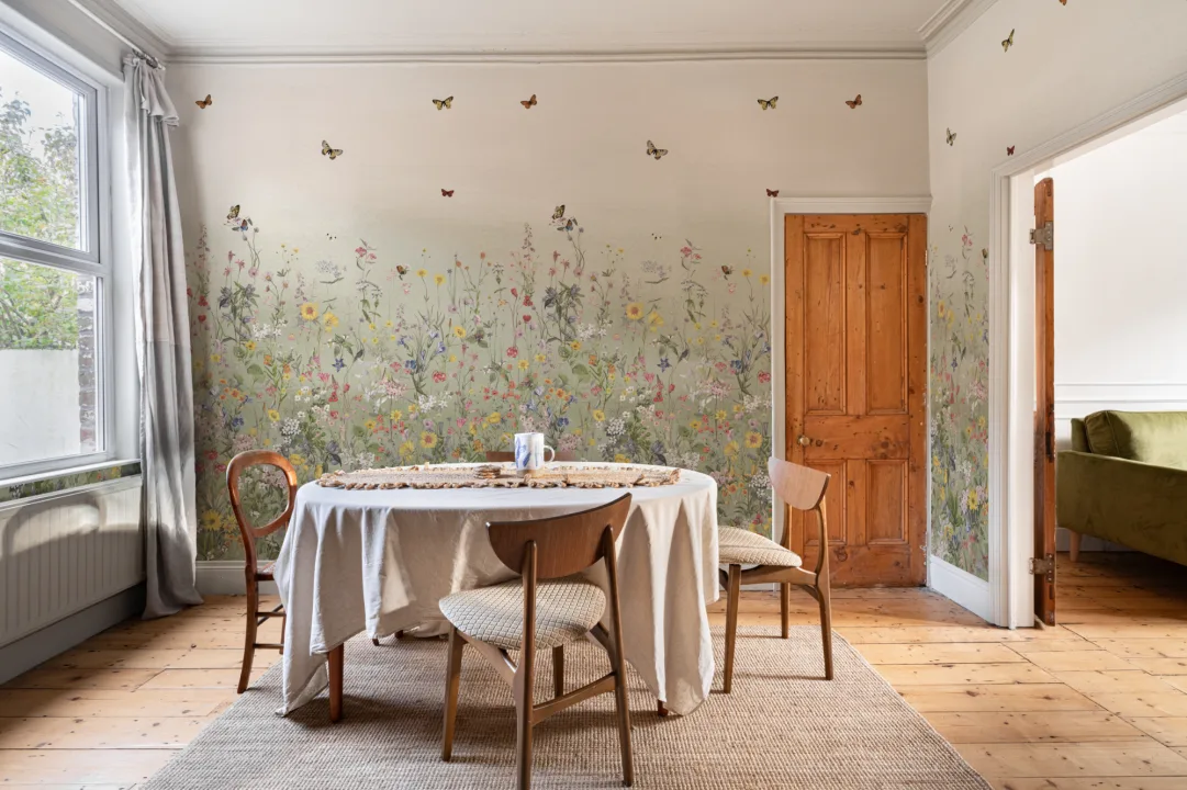 Green Ombre Wildflower and Butterfly Mural
