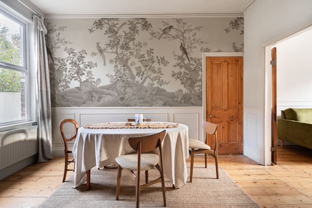 Nøytral Chinoiserie Vintage Garden Scene veggmaleri