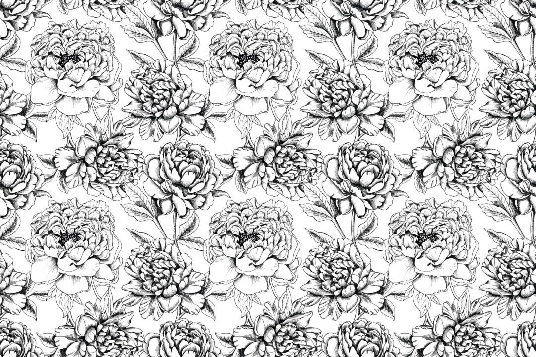 Illustrert blomsterfarge i fototapet