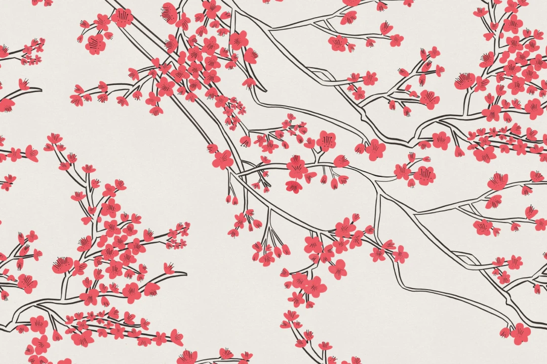 Japanese Cherry Blossom Pattern Wallpaper Mural